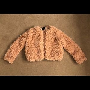Pink faux fur coat